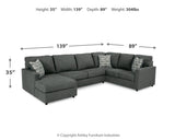 Edenfield Charcoal 3-Piece Sectional Sofa with Ottoman main view