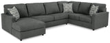 Edenfield Charcoal 3-Piece Sectional Sofa with Ottoman casual living room
