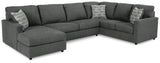 Side view of Edenfield Charcoal 3-Piece Sectional Sofa with Chaise