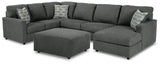 Edenfield Charcoal 3-Piece Sectional Sofa with Ottoman side view