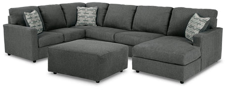 Edenfield Charcoal 3-Piece Sectional Sofa with Ottoman side view