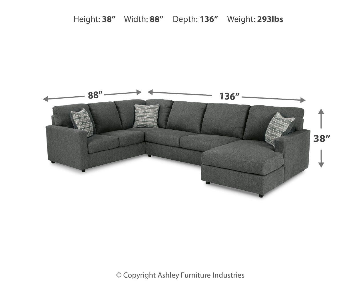 Edenfield Charcoal 3-Piece Sectional with Ottoman - image 14
