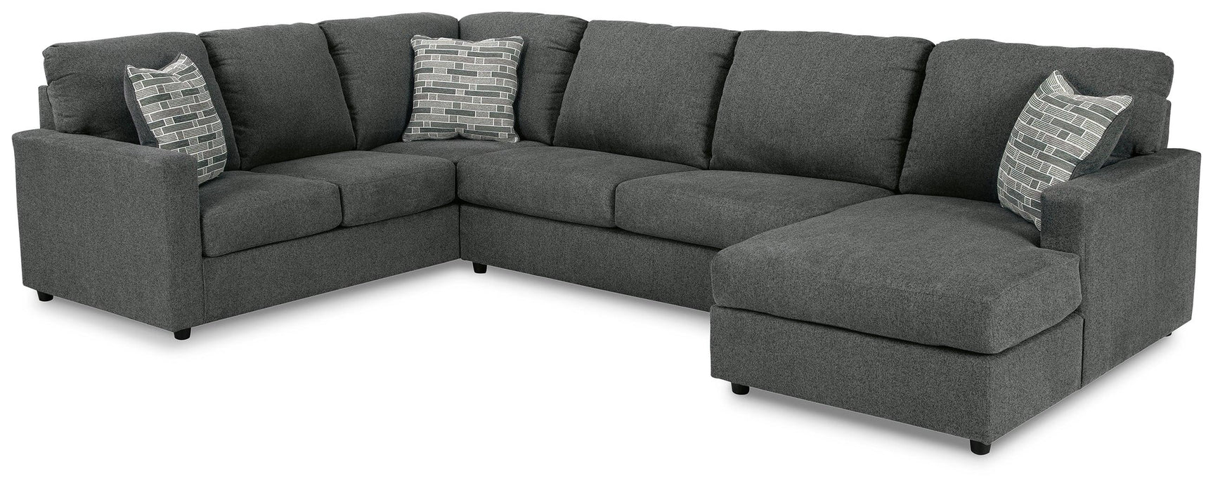 Side view of Edenfield Charcoal 3-Piece Sectional Sofa with Chaise