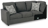 Edenfield Charcoal 3-Piece Sectional Sofa with Ottoman side angle