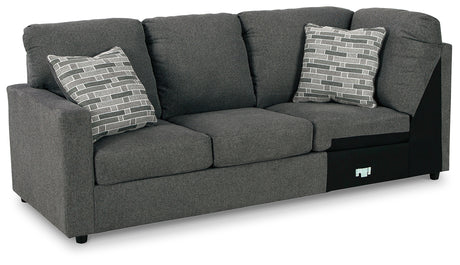 Edenfield Charcoal 3-Piece Sectional Sofa with Ottoman side angle
