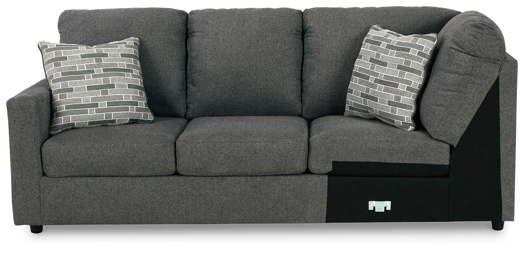 Edenfield Charcoal 3-Piece Sectional Sofa with Ottoman front angle