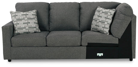 Edenfield Charcoal 3-Piece Sectional Sofa with Ottoman front angle