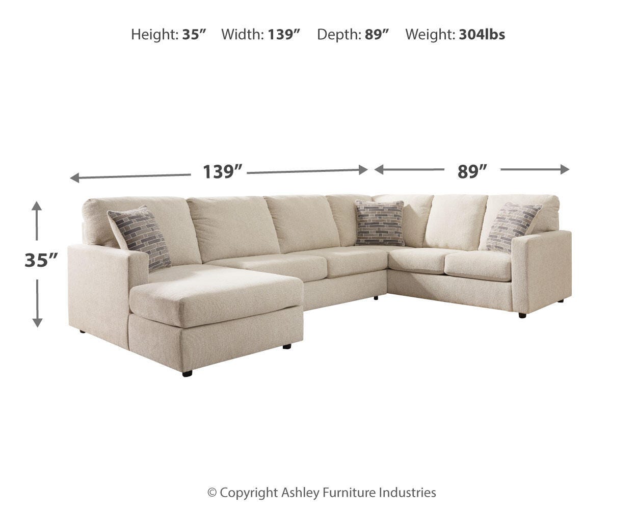 Edenfield Linen 3-Piece Sectional with Ottoman - image 7