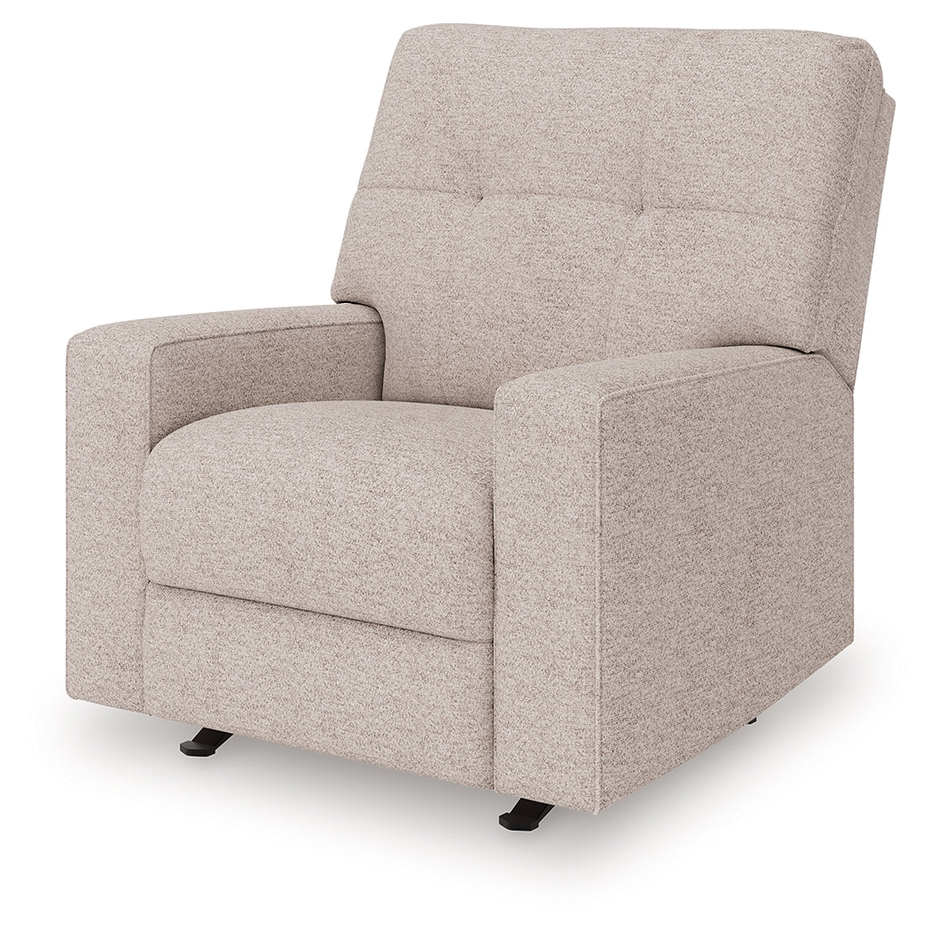 Larimer Stone Chenille Recliner reclining side angle