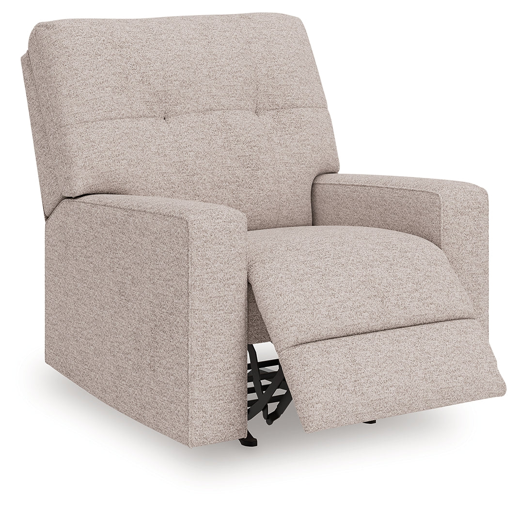 Larimer Stone Chenille Recliner front angled view