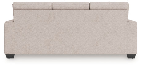 Rear view detail of Larimer Stone Chenille Sofa