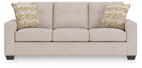 Close-up of Larimer Stone Chenille Sofa fabric and design detail