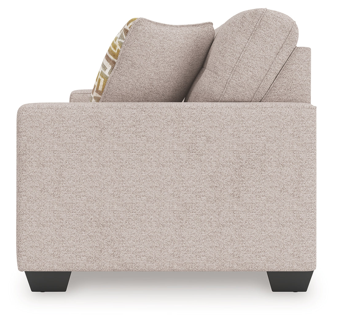 Alternate side view of Larimer Stone Chenille Sofa