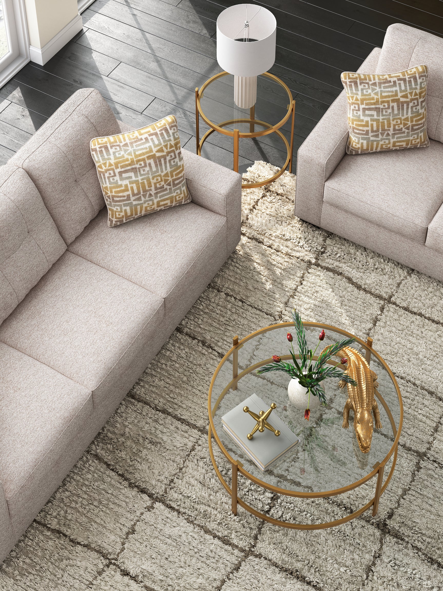Lifestyle image of Pearlox table set with decorative accessories