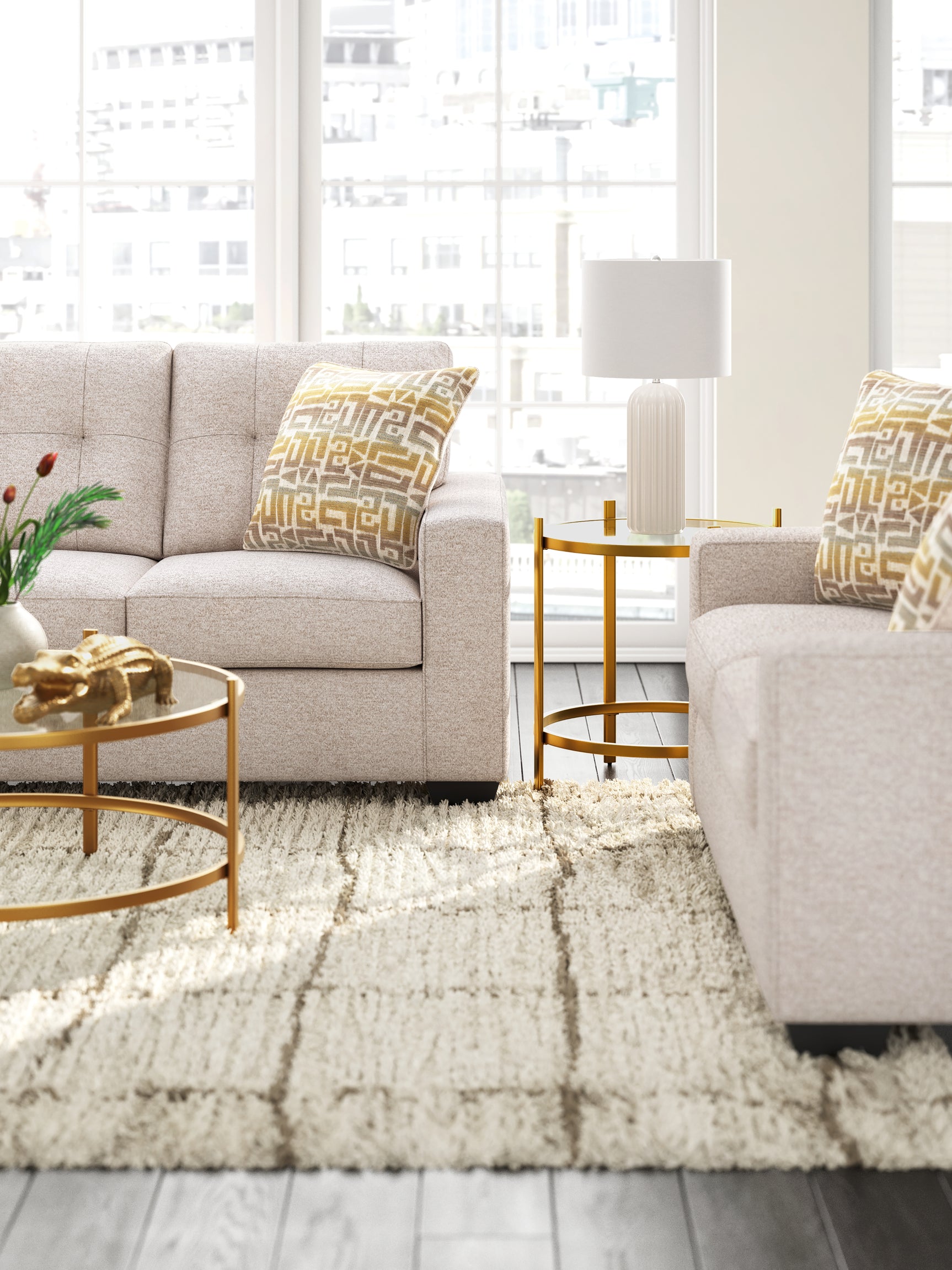 Pearlox Gold table set in living room setting