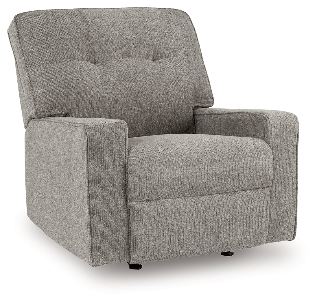 Side view of Larimer Iron Chenille Recliner