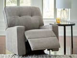 Side angled view of Larimer Iron Chenille Recliner