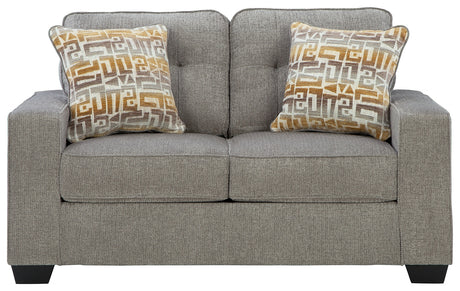 Close-up detail of Larimer Iron sofa armrest