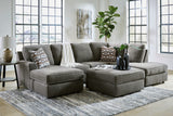 Room view with sectional sofa and ottoman