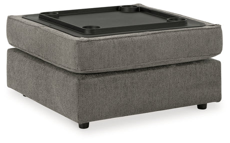 Side angled view of sectional sofa
