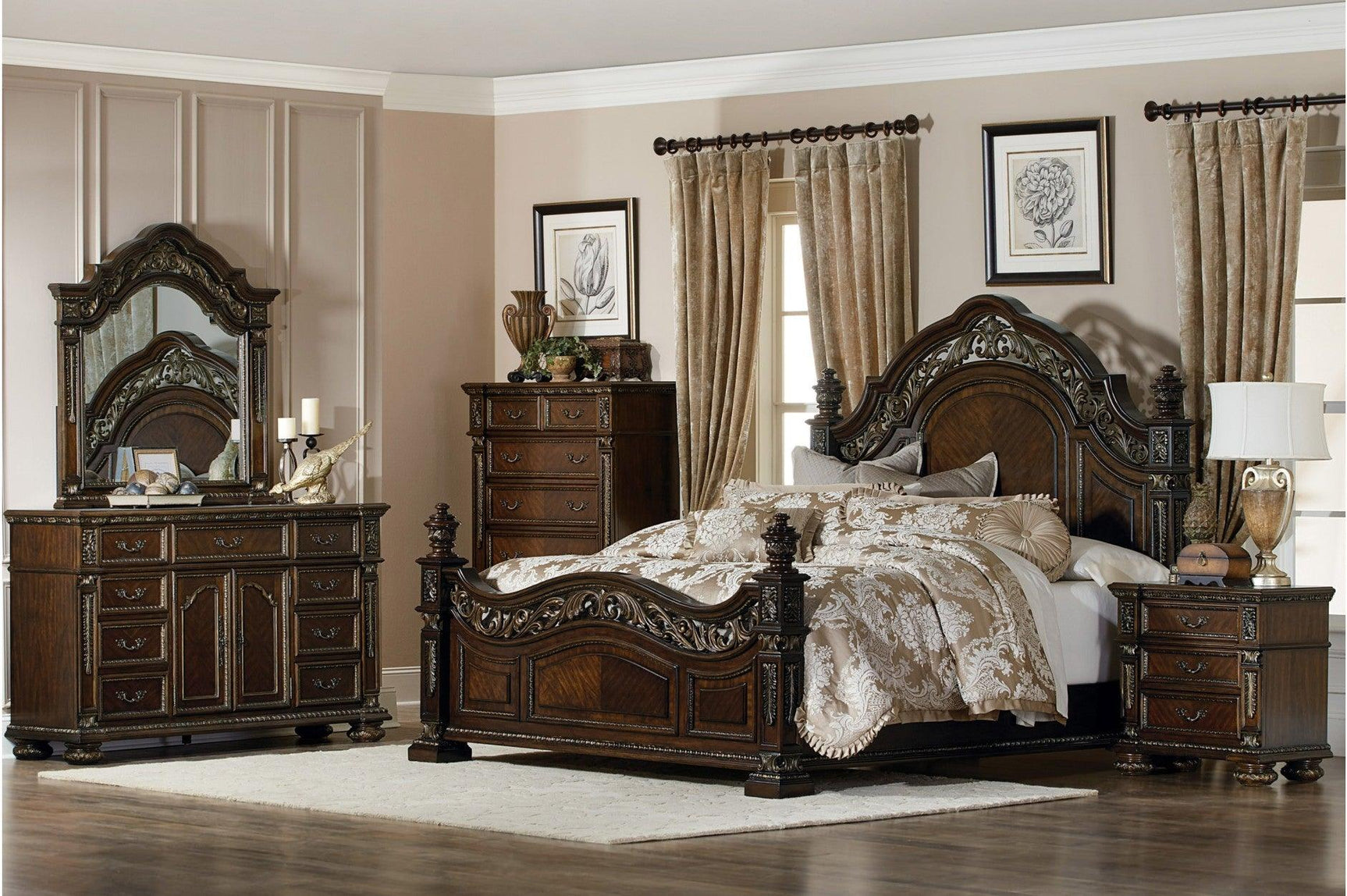 main view of Catalonia Dark Bronze Panel Bedroom Set bed