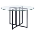 Pace 48-inch Round Glass Top Dining Table Matte Black — product view