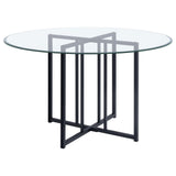 Pace 48-inch Round Glass Top Dining Table Matte Black — product view