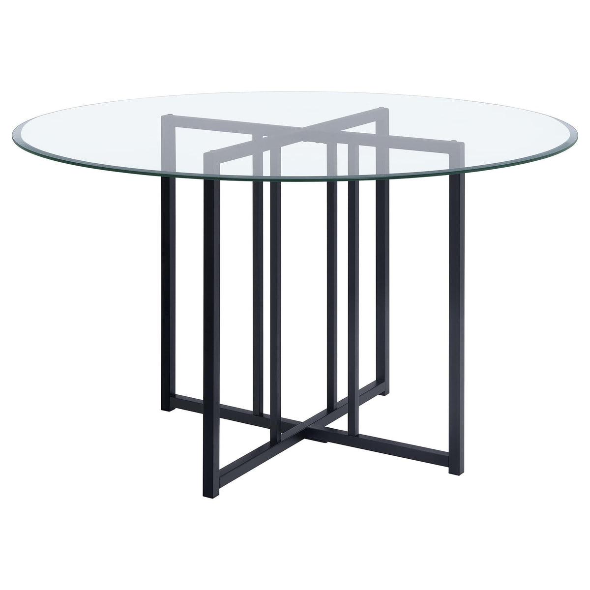 Pace 48-inch Round Glass Top Dining Table Matte Black — product view