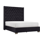 Jacklyn Queen Panel Bed showcasing black upholstery