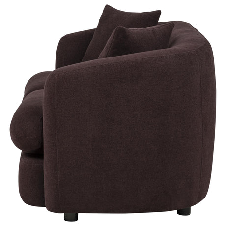 Delroy 2-Seat Stationary Loveseat in Aubergine Polyester Upholstery — product image 4