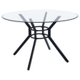 Steele 48-inch Round Glass Top Dining Table Matte Black — product view