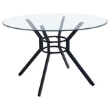 Steele 48-inch Round Glass Top Dining Table Matte Black — product view