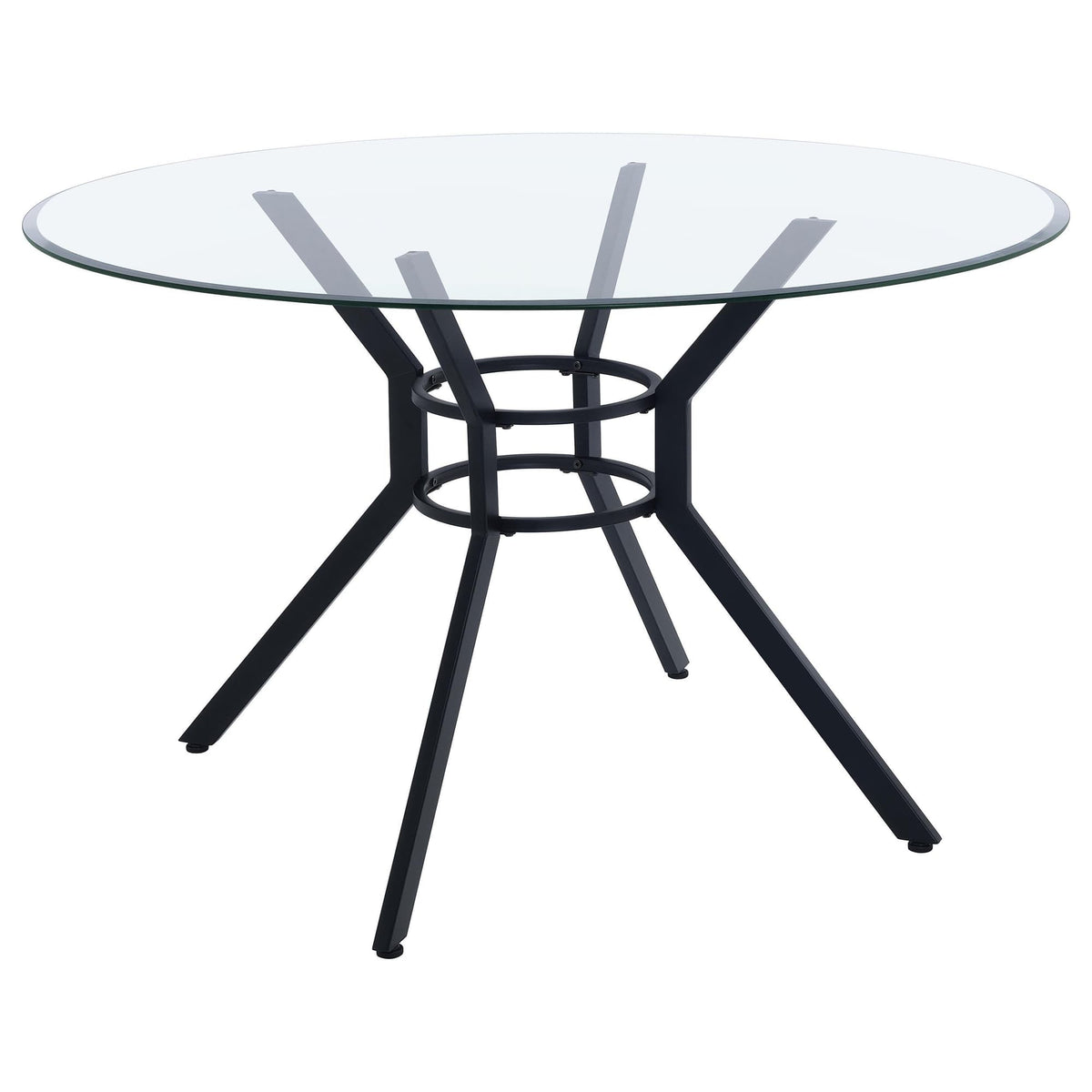 Steele 48-inch Round Glass Top Dining Table Matte Black — product view