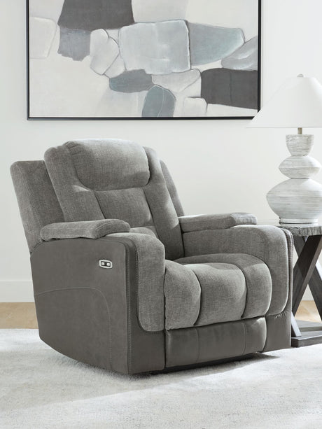 Mixed Motion Shadow Chenille / Faux Leather Power Recliner — product view