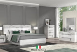Sunset White Platform Queen Bed angled view showing headboard