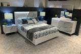 Side view of Sofia White LED Panel Bedroom Set bed with illuminated panel