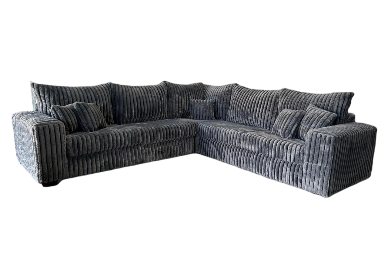 Side view of Noah Grey Corduroy sectional sofa