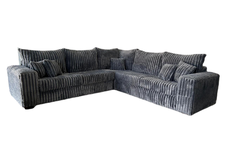 Side view of Noah Grey Corduroy sectional sofa