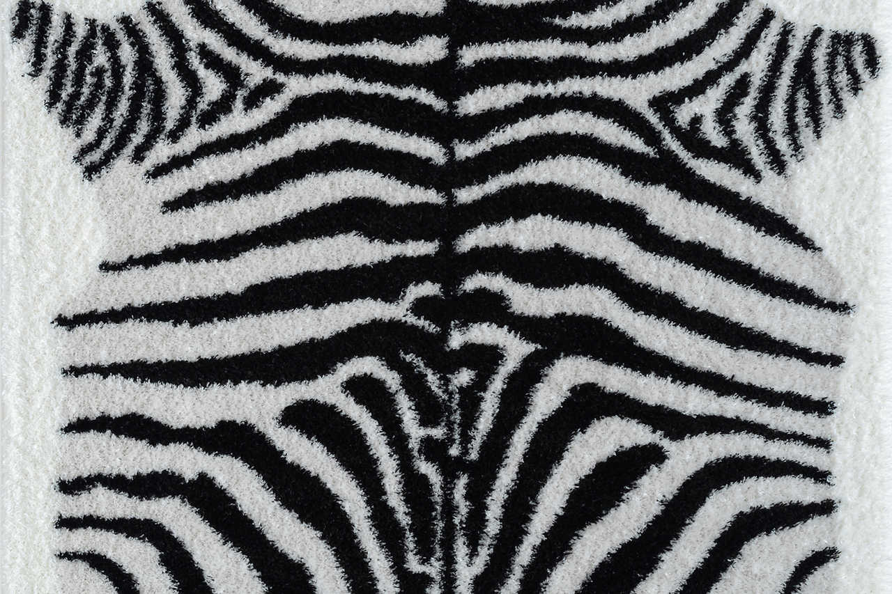Comfy Shag Black White Area Rug
