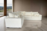 Detail of ivory corduroy fabric on Noah sectional