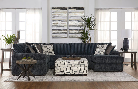 Galactic Charcoal 3-Piece Fabric Sectional sofa front angle view