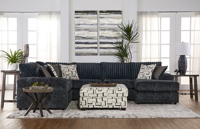 Galactic Charcoal 3-Piece Fabric Sectional sofa front angle view