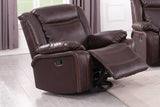 Daniela brown air leather swivel rocker recliner reclined position