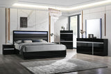 San Marino black modern contemporary high gloss lacquer 6-drawers dresser & LED mirror
