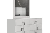Top view of Infinity White 2-Drawer Nightstand showcasing shelf space