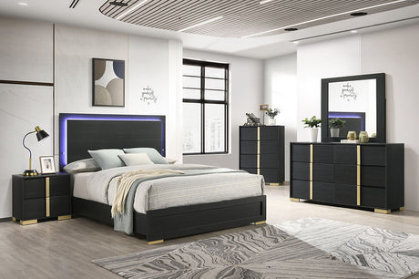 Aubrey Black LED Panel Bedroom Set bed main view