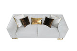 Designer Off-white velvet chair, engineered wood frame with gold finish