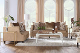 Simone Flax Brown Fabric Loveseat front view