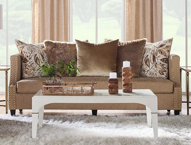 Simone Flax Brown Fabric Sofa