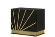 Zenia black and gold modern 2-drawer nightstand front view